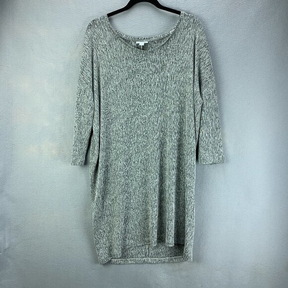 J Jill Pure Jill Sweater Dress Womens Medium Black White Linen Blend Pullover - Picture 1 of 14